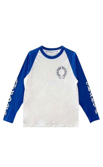 Chrome Hearts Long-Sleeve Horseshoe Baseball tee 'White/Blue'