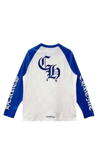 Chrome Hearts Long-Sleeve Horseshoe Baseball tee 'White/Blue'